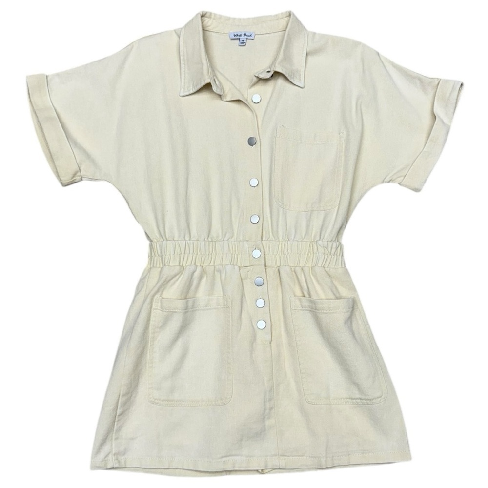 White Birch Cream Utility Romper Dress Size Small Casual Summer Denim Romper - Picture 11 of 11